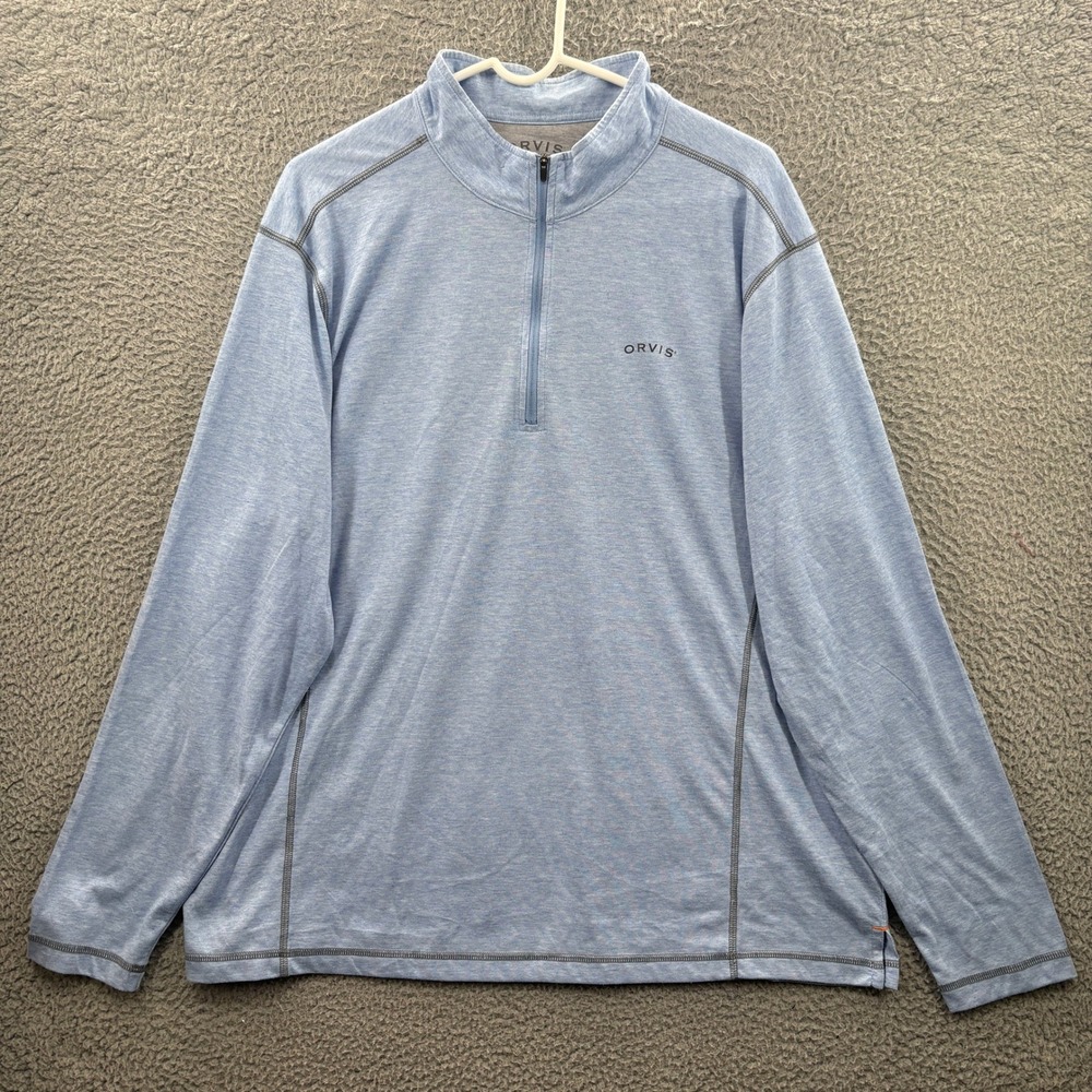 Orvis Quarter Zip Pullover Mens XXL Blue Heathered Classic Collection Outdoor‎